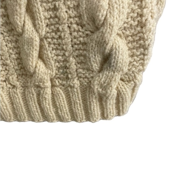 HAND KNIT Wool Chunky Knit Oversized Pullover Sweater Cream XL / XXL - Picture 7 of 8